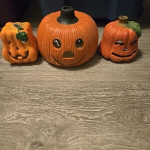 3 Orange Pumpkin Home Accents Set